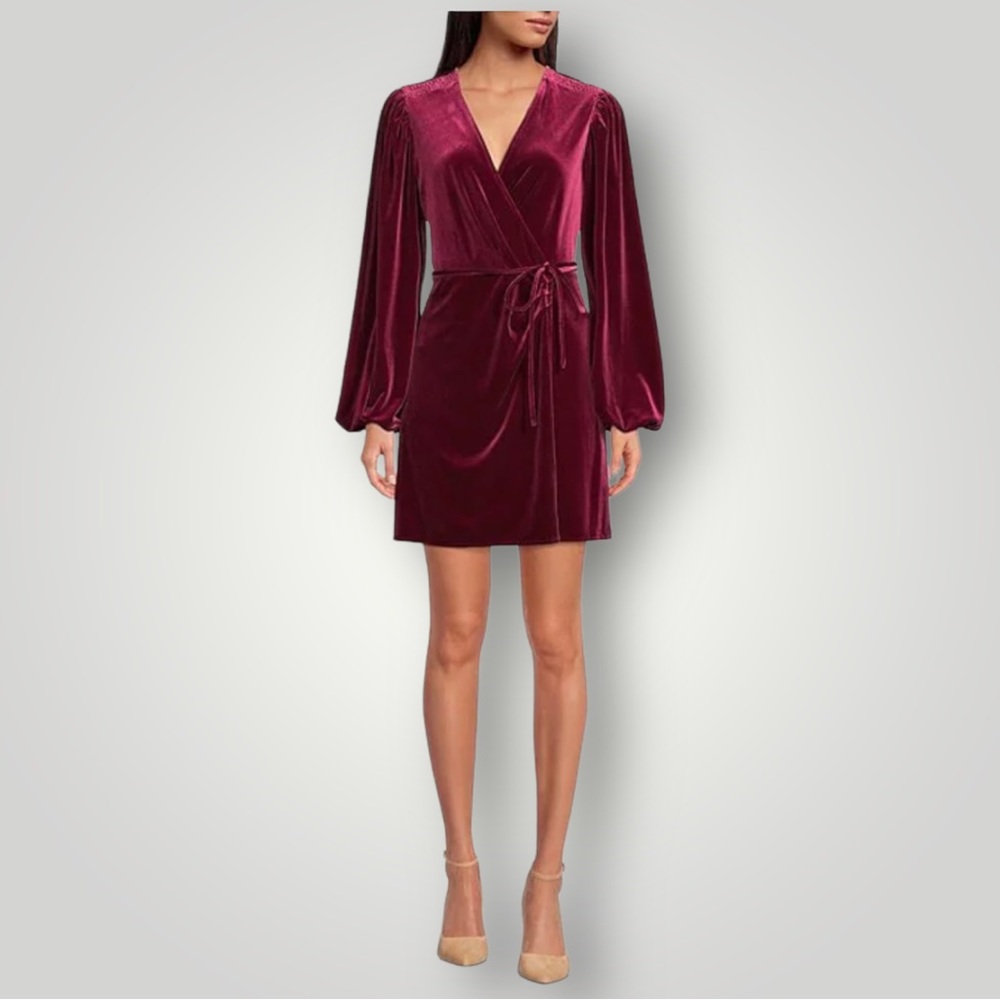 ⬇️ Gianni Bini LEIGHTON Wrap Velvet Dress Size Large
